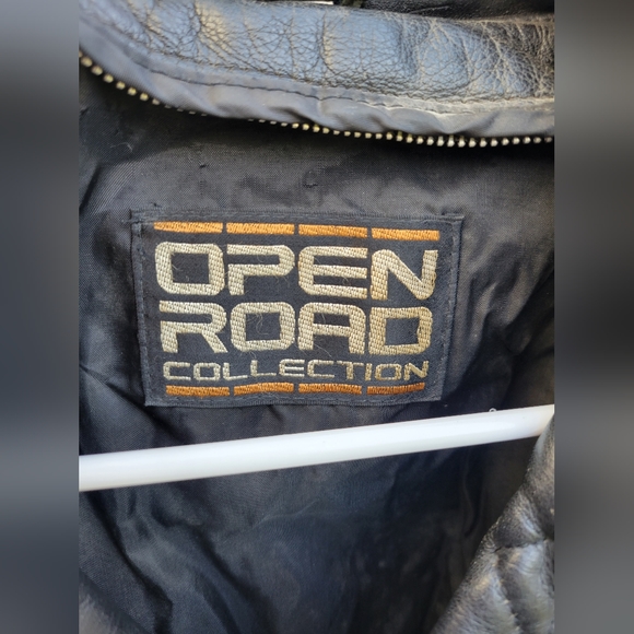 Vintage black leather fringe riding jacket coat Open Road size 34 - Picture 8 of 16